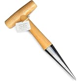 Garden Guru Steel Dibber Planter Tool for Planting Seeds &amp; Bulbs - High Carbon Steel &amp; Comfortable Wood Carved Handle - for Consistent Planting Flowers Tulips, Daffodils, Dahlias