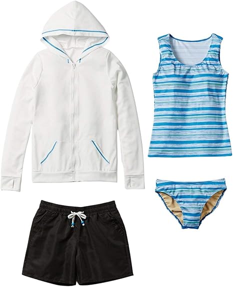 Amazon Nissen ニッセン ラッシュガード 付ボーダー タンキニ 水着 4点セット レディース セット組 ワンピース 通販