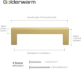 Goldenwarm Brushed Brass Cabinet Pulls 102mm Hole Centers 10 Pack LSJ12GD view 3