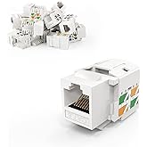 Cat6 RJ45 Keystone Jacks, CableCreation 10-Pack Cat 6 RJ45 Keystone Jack, Ethernet Keystone Modular Female Connectors, White