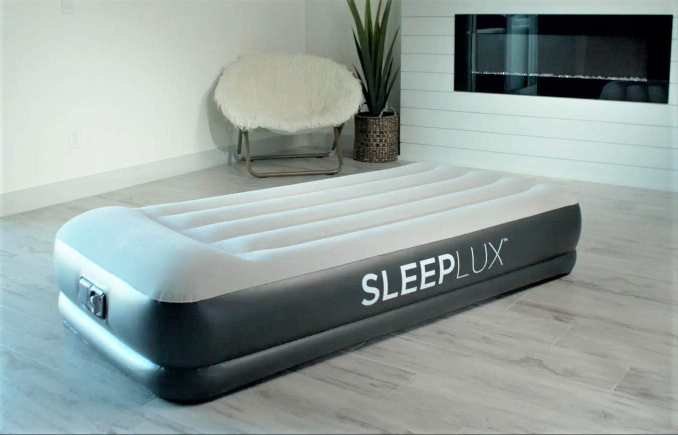 SleepLux Twin Air Mattress with Built-in AC Pump | 15" Raised Inflatable Airbed | Includes Built-in Pillow and USB Charge Port | Best Back and Shoulder Support | Durable Tritech Material, Multi: Sports & Outdoors
