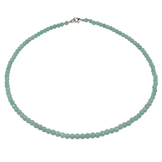 Edelsteinkette Amazonit facettiert, ca. Ø 4.5 mm, Damen, ca. 41 cm, 925oo Si Schloß
