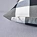 NATUS WEAVER 2 Pc Black and White Cotton Classic Retro Checker Plaid Cotton Soild Decorative Throw Pillow Cover Home Decor Set Cushion Case for Sofa Bedroom Car 12 x 20 Inch