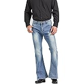 Men's Relaxed Vintage 60s 70s Bell Bottom Stretch Fit Classic Comfort Flared Flares Retro Leg Disco Denim Jeans Pants