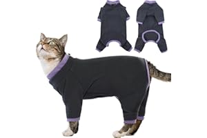 ADNIKIA Sticky Cat Clothes Stretchy, Sphynx Hairless Sweater & Pajamas for Cats only, Soft Cat Onesie for Cats After Surgery Female Male & Hair Loss Prevention, Black L