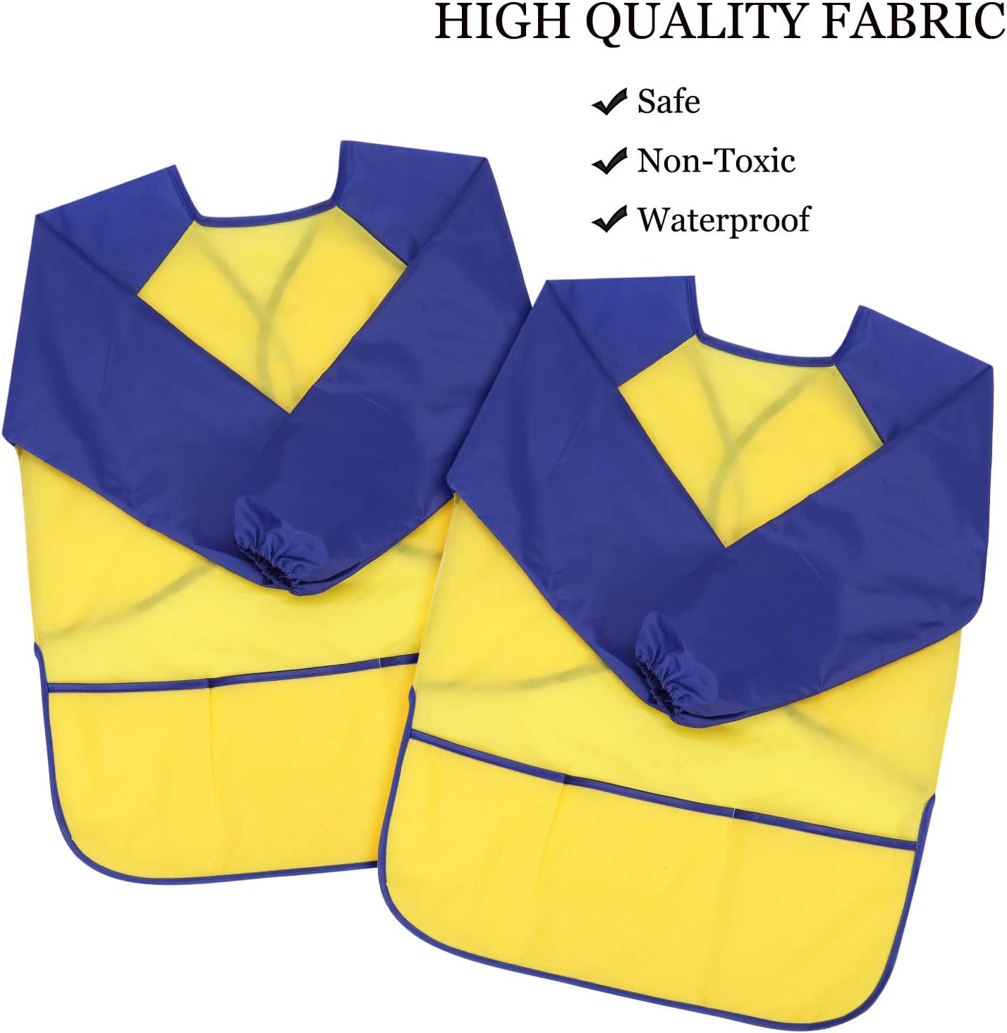 Kids Waterproof Art Smock Children Paint Apron Painting Smock Long Sleeve Toddler Play Aprons Boys Girls Artist Painting Aprons with 3 Pockets for Painting Cooking - Image 5