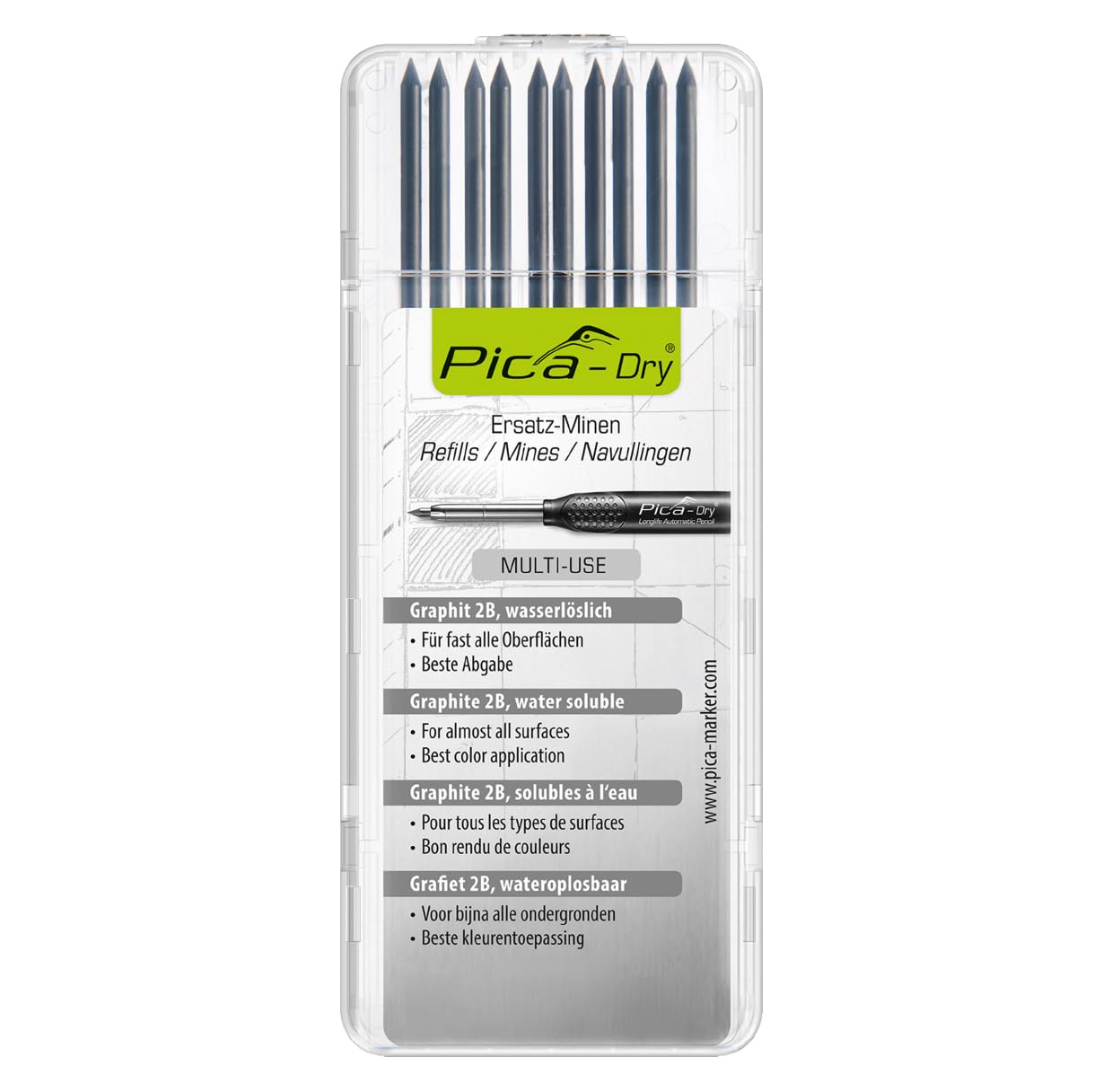 Pica DRY Pencil Refills For 3030 Long Life Markers 10 x Graphite Leads 4030