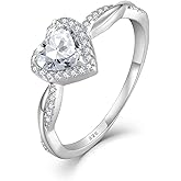 RGEMCY 1 Carat Heart Moissanite Promise Ring 925 Sterling Silver Moissanite Halo Ring engagement ring Wedding Anniversary Ring