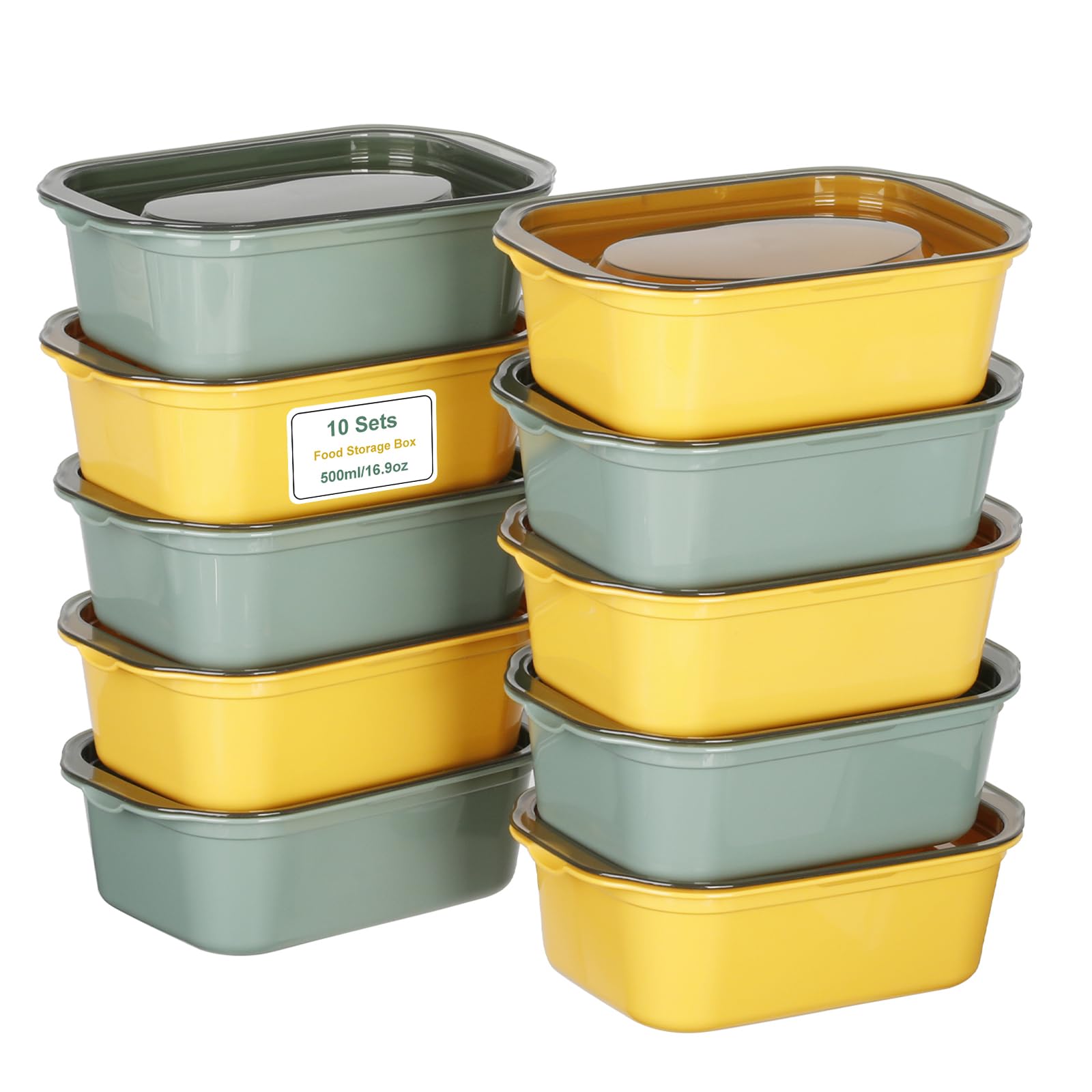 VINATO Frischhaltedosen mit Deckel 10er Set – 500ml Gefrierdosen aus BPA-freiem PP, stapelbare Vorratsdosen mit Deckel, mikrowellen- & gefrierschrankgeeignet