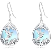 Midari 925 Sterling Silver Moonstone Earrings for Women, Tree of Life Butterfly Hummingbird Sunflower Dragonfly Dangle Earrings, Hypoallergenic Jewelry, Valentine's Day Birthday Gift for Her Mom
