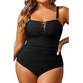 Yonique Women Plus Size One Piece Swimsuits Tummy Control Bathing Suits Vintage Swimwear
