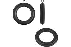 YRHROL 20 Pack Handmade Wooden Drapery Curtain Rod Rings 3 Inch Outer Diameter Black Farmhouse Beech Wood Vintage Look,1.8 Inch Interior Diameter for 1-1.5 Inch Curtain Rod Pole
