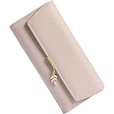 RNIEGA Womens Wallet Leather RFID Trifold Wallets Women Clutch Large Credit Card Holder wirh Zipper Coin Pocket
