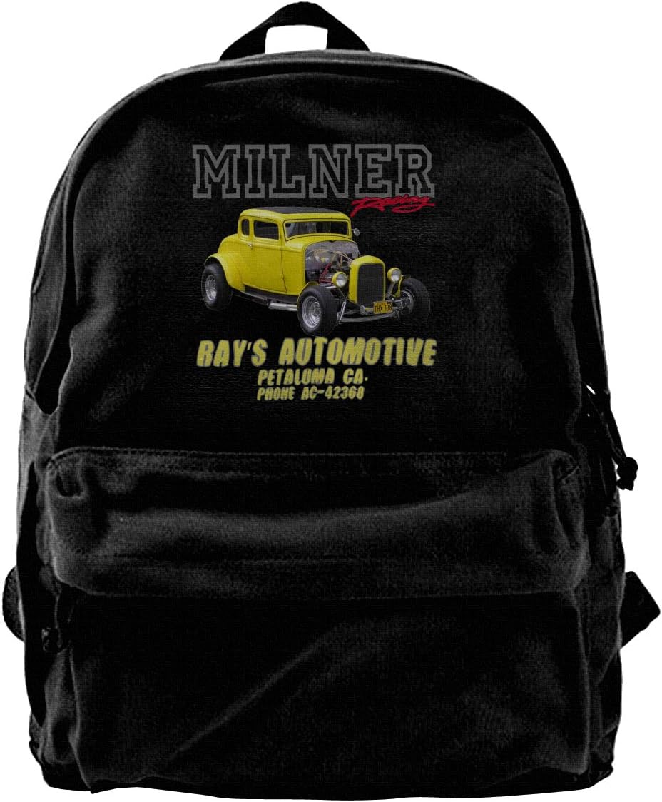 Amazon Com Wuhonzs Canvas Backpack Milner S 32 Deuce Coupe American Graffiti Hot Rod Rucksack Gym Hiking Laptop Shoulder Bag Daypack For Men Women Sports Outdoors