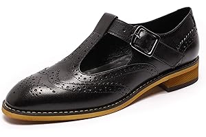 Mona flying Women's Leather Perforated Lace-up Oxfords Brogue Wingtip Derby Shoes for ladis Women