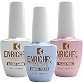 KUPA EnrichRx Builder Gel Trio Pack - Ultra Clear, Sheer White, Nude Pink - Vitamin E &amp; Collagen Infused, UV/LED Soak-Off Gel Brush On Natural Nail, 0.57 Fl Oz (Pack of 3)