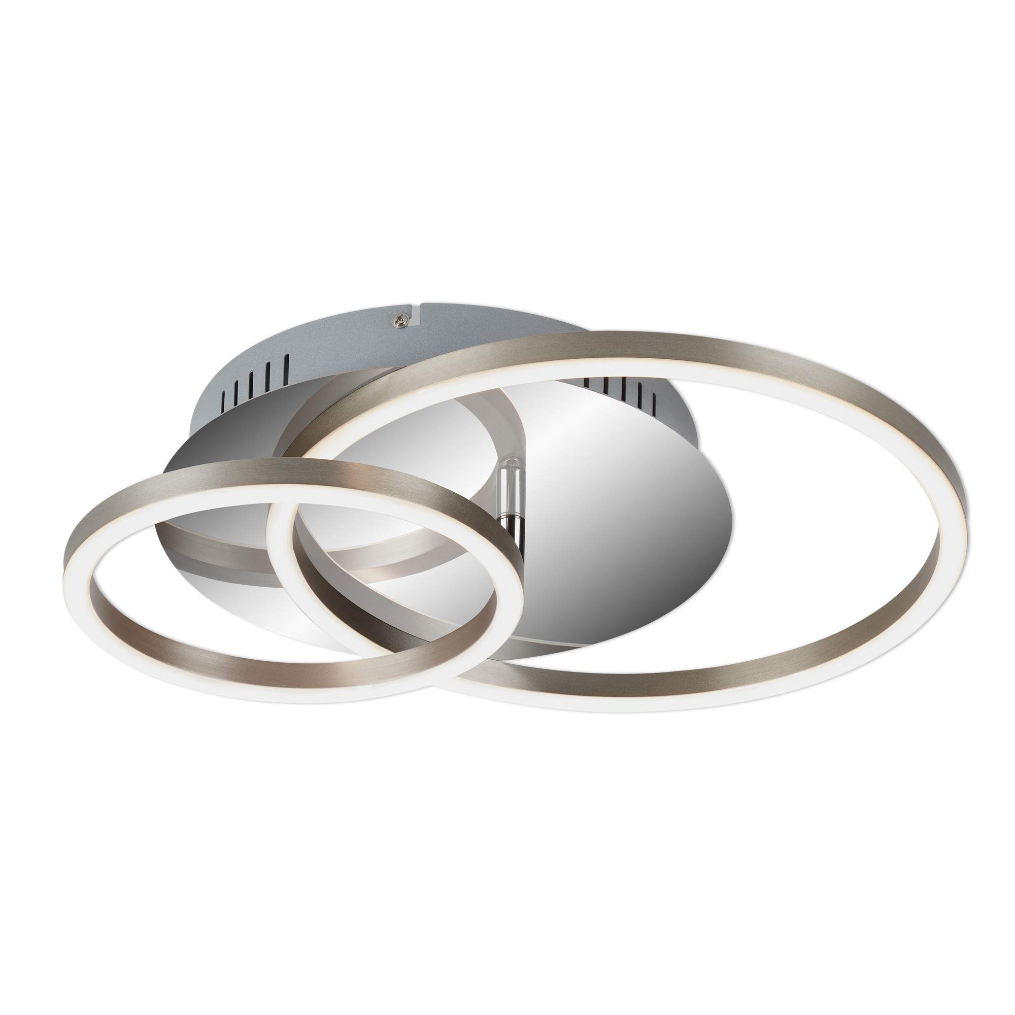 Briloner Leuchten - LED ceiling light, overhead light, dimmable, inc. memory function, 1 LED module pivotable, 30 watts, 2,400 lumens, 3,000 Kelvin, chrome aluminium, 390 x 300 x 80mm (LxWxH) 3222-018