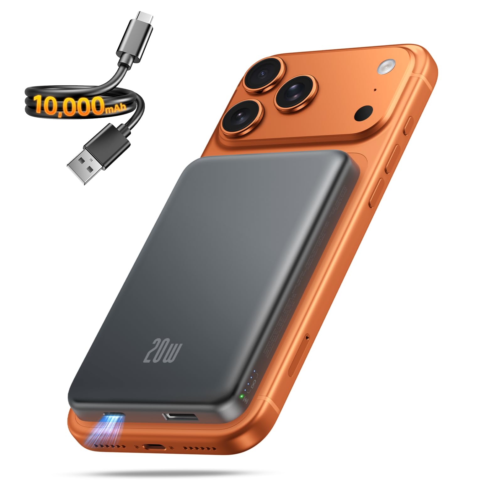 Photo 1 of Portable Charger for Magsafe Power Bank - 10000mAh Magnetic Phone Charger, USB-C 22W PD Fast Charging, Slim Wireless Battery Pack for iPhone 17/16/15/14/13 Series,for Travel Cruise Essentials-Graphite