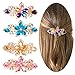 Jaciya 4 Pack Crystal Hair Barrette Mother's Day Gift Rhinestone Hair Clips French Barrette Flower Style Hair Pin Barrettes Spring Clip for Women, 4 Colors
