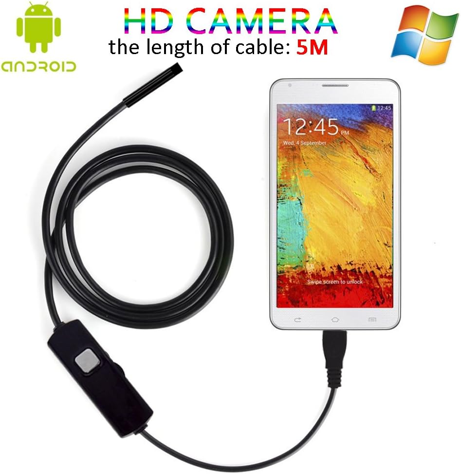 2 In 1 Android OTG Endoscope, 5M USB Borescope Waterproof Inspecting Snake Tube Camera Microscope With Kits (5.5mm)
