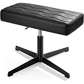 VECELO Under Desk Footrest, PU Ergonomic Foot Rest with Comfort Padding, Height Adjustable for Relieving Leg Pain, Stiffness, and etc, Black