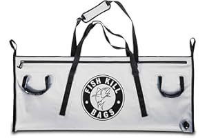 Fish Kill Bags Insulated Fish Cooler Bag for Caught Fish, PVC Tarpaulin Fish Bag Cooler with Easy Grip Carry Handles, 100 Qua