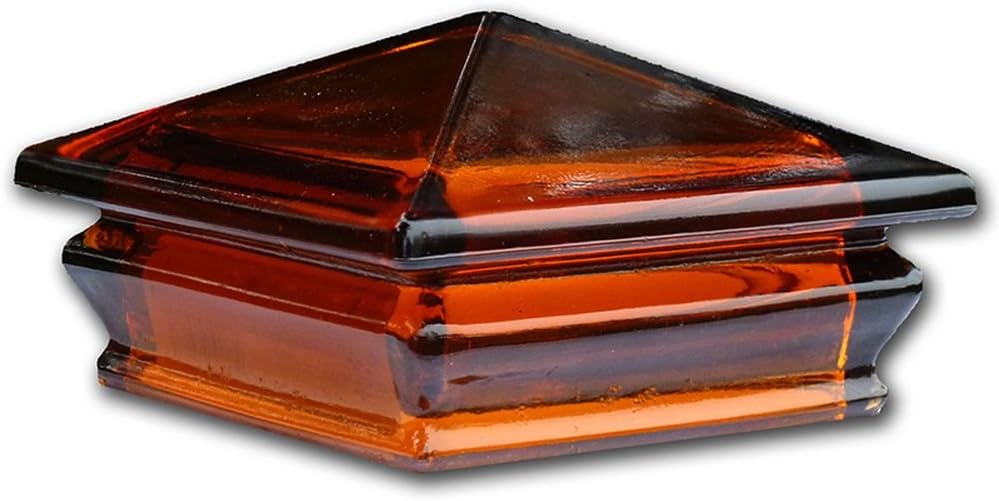 Woodway Glass Post Cap 4 x 4 Outdoor Pyramid Post Cap for Garden
