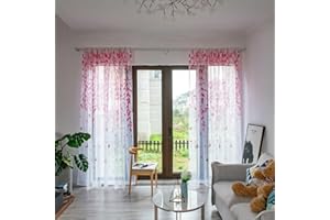 Add a Touch of Elegance with Floral Sheer Voile Net Curtains Perfect for Kitchen, Bathroom, and More (Rose Red)