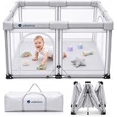 usbettas Foldable Baby Playpen, 1-Minute Setup, Lightweight Portable Playpen with Carry Bag, 50"x50" Indoor Outdoor Safty Play Yard for Babies &amp; Toddlers, Light Gray