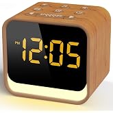 REACHER Digital Alarm Clock Radio for Bedrooms with Sleep Sound Machine, 7 Color Night Light, 0-100% Dimmer, Snooze, FM Radio