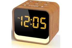 REACHER Digital Alarm Clock Radio for Bedrooms with Sleep Sound Machine, 7 Color Night Light, 0-100% Dimmer, Snooze, FM Radio