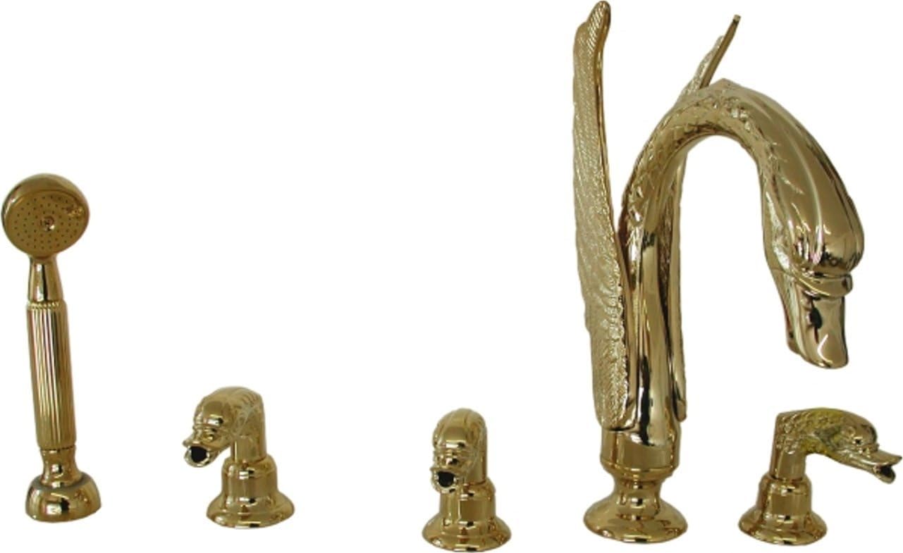 AllBrass Polsihed Brass Swan Tub Faucet, 5 Piece with Wand and Diverter complete set PVD