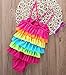 Little Girls Ruffled Rainbow Striped Bathing Suits Bikini Swimwear (Multicoloured, XL(for Girls 5-6Years/ Weight About 55lb))