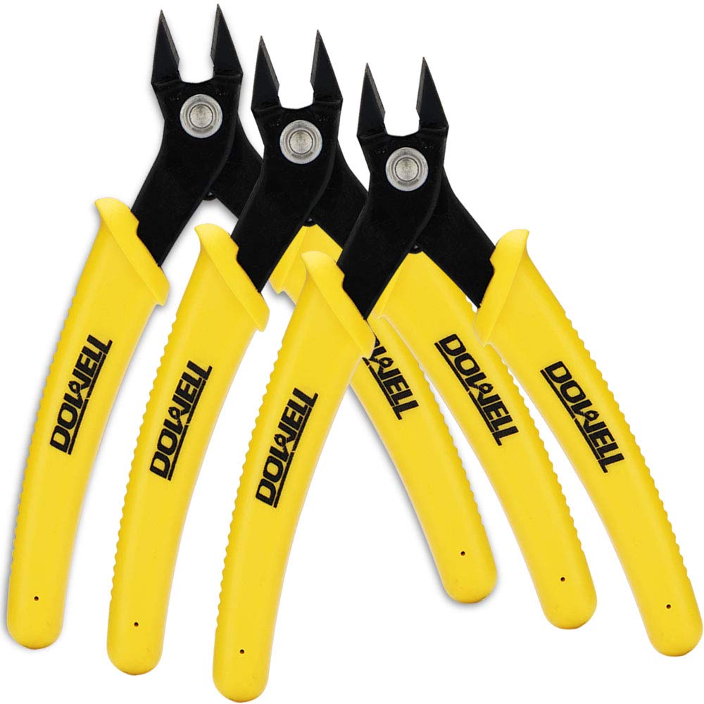 DOWELL Micro Cutter Flush Cutter Electronics Soft Wire Cutter Professional Cutting Copper And Aluminum Wire Cables (3PC)
