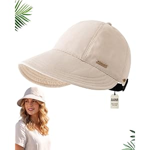 Women's Wide Brim Sun Visor Hat UPF 50+ Adjustable Ponytail Cap for Summer