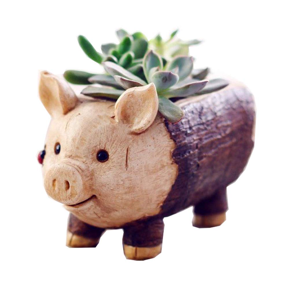 Youfui Resin Pig Flowerpot for Succulent Plants Home Decoration Plants Holder (Pig)