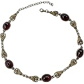 Oxidized Bronze Bat Red Glass Bead Chain Choker for Women Halloween Vintage Gothic Vampire Bats Adjustable Jewelry Necklace Victoria Punk Oval Gemstones Charm Retro Goth Halloween Witch Cosplay Party