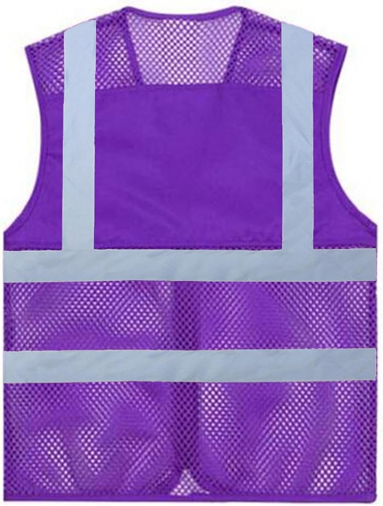 TOPTIE Pack of 5 Wholesale Unisex Volunteer Vest Safety Reflective Running Cycling Vest with Pockets: Clothing