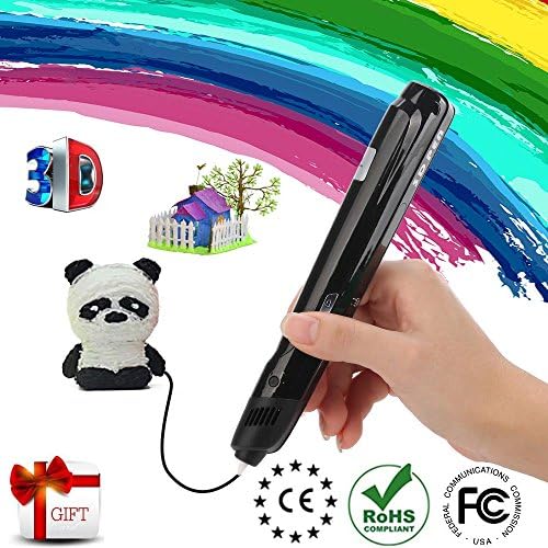 3D Pen Set Baisili 3D Drawing Printing Doodler Pen for Kids with LED Display, Aviation Ceramic Nozzle No Mess, Non-Toxic. (Black)