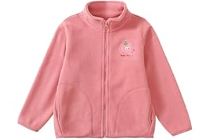 Kids & Toddler Cozy Fuzzy Sherpa Full-Zip Jacket with Pockets - Cartoon Embroidered Unisex Spring & Fall Outwear