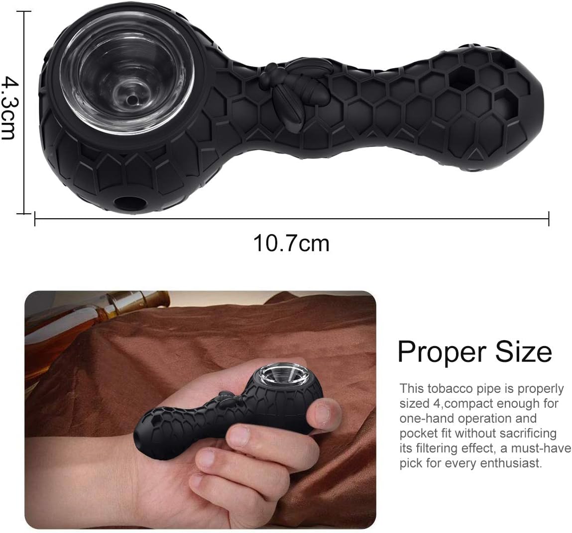 YoungRich Silicone Pipe with Spoon for Smoking Honeycomb Shape Silicone Pipe, Thick Small Hose, Handmade, Heat-Resistant - Image 5