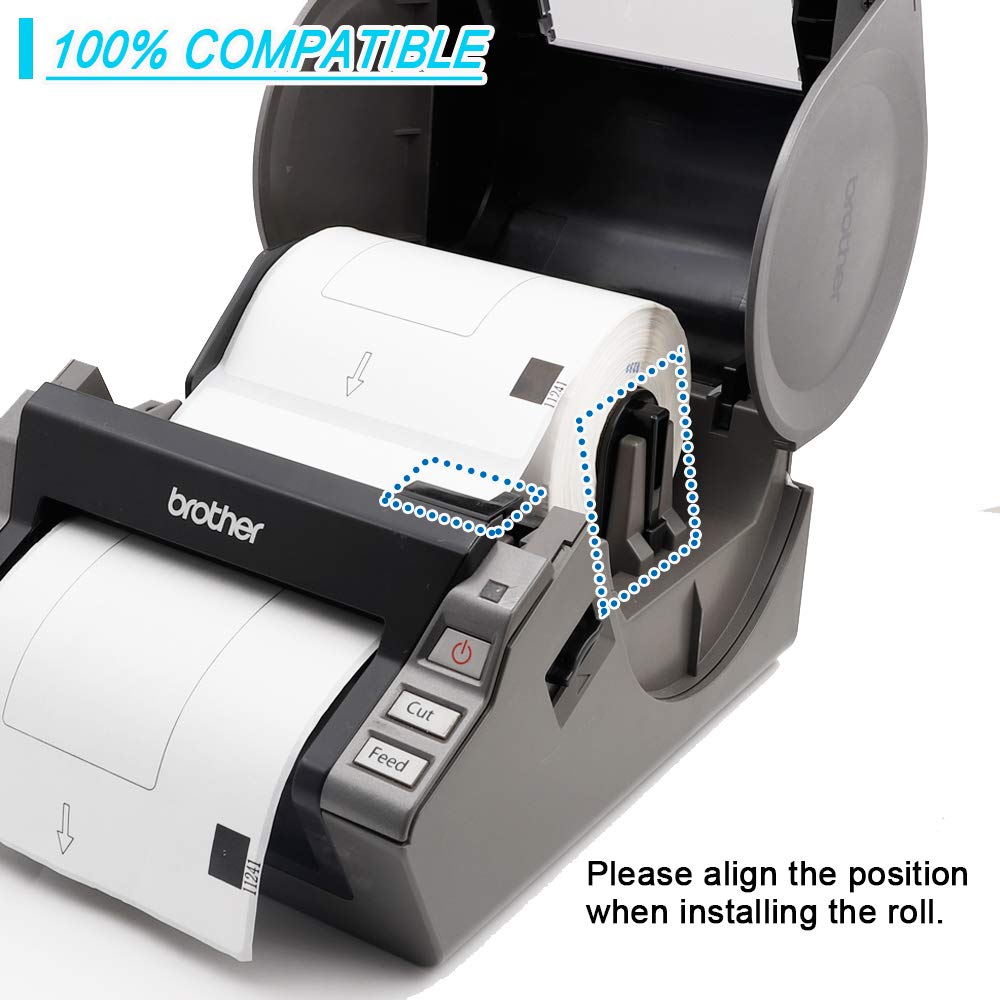 Label KINGDOM Compatible Rolls Replacement for DK-1241 Die-Cut Large Shipping Labels, 4''x 6''(102 mm x 151 mm) 200/Roll DK Labels Compatible with Brother QL Printer QL-1050 (1 Roll+1 Reusable Frame) : Office Products
