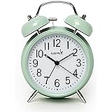FLOITTUY {Loud Alarm for Deep Sleepers} 4'' Twin Bell Alarm Clock with Backlight for Bedroom and Home Decoration(Green)