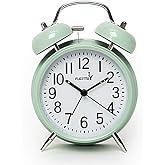 FLOITTUY Loud Alarm for Deep Sleepers 4'' Twin Bell Alarm Clock with Backlight for Bedroom and Home Decoration(Green)