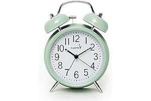 FLOITTUY Loud Alarm for Deep Sleepers 4'' Twin Bell Alarm Clock with Backlight for Bedroom and Home Decoration(Green)