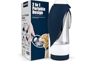 Uppetly Dog Water Bottle, Portable Pet Water Bottle with Food Container and Drinking Feeder, Leak Proof, BPA-Free, Foldable Puppy Water Cup Dispenser for Outdoor Walking, Travel, Hiking 20OZ