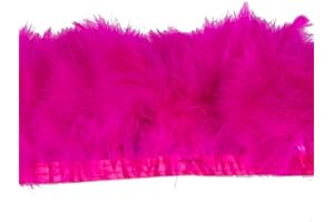 KOLIGHT Pack of 2 Yards Natural Turkey Marabou Feather Trim Fringe 6-8 Inch in Width DIY Decoration (Fuchsia)