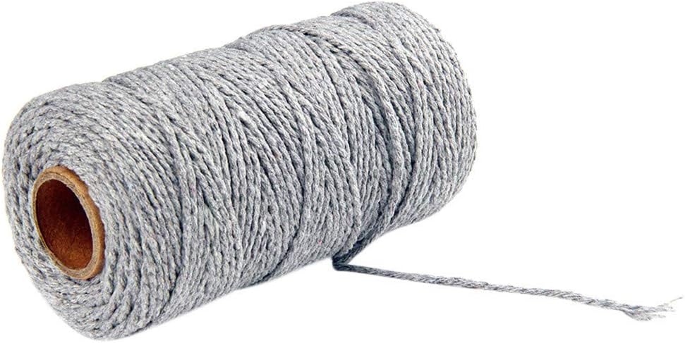 OKBOP Macrame Cord 100 Yard DIY Craft Supplies Natural Cotton Rope with 3 Strand Twisted Macrame Ropes for Handmade Plant Hanger Wall Hanging Making (3mm x 100 Yard, Gray)