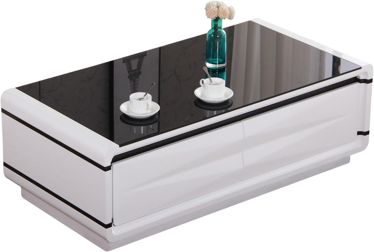 OSPI Piano Paint White High Gloss Coffee Table/low Table with 4 Storage