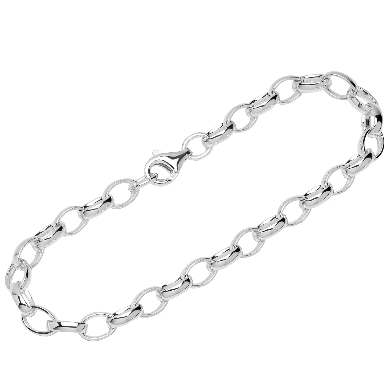 NKlaus bracelet 925 Sterling Silver 22cm pea chain oval wide ladies designer bracelet 12072